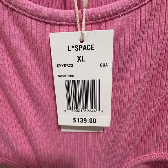 L*Space‎ Skyler Cover Up Dress Size XL Pink Stretch Cut Out Pullover Midi NWT - Picture 7 of 12